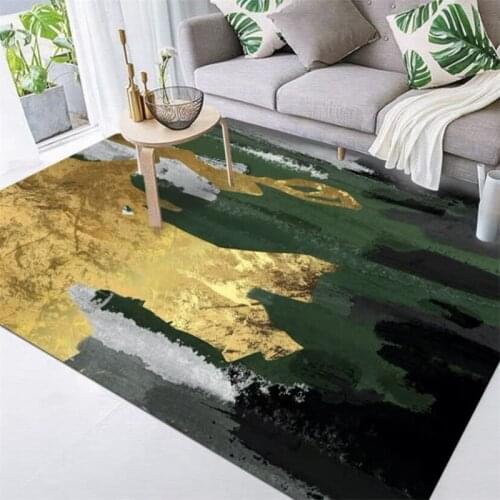 Fashion Modern Abstract Light Luxury Emerald Green Gold Gray Living Room Bedroom Bedside Carpet Floor Mats