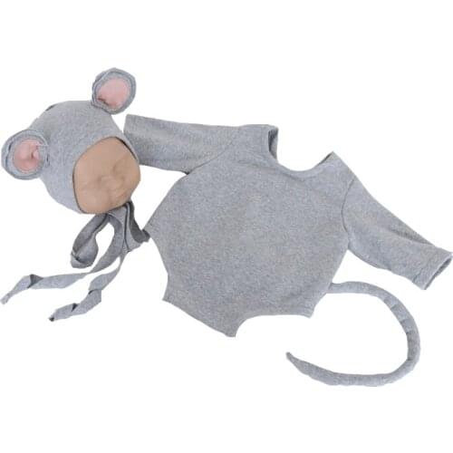 Sewing Romper Set Newborn Animal Hat and Diaper Outfit Photography Props Infant Boy Hat Photo Props Overall