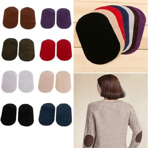 1Pair Simple Oval Embroidery Patch Heat Transfers Iron On Sew On Repair Clothes Elbow Knee Patches Stickers Decorative Appliques