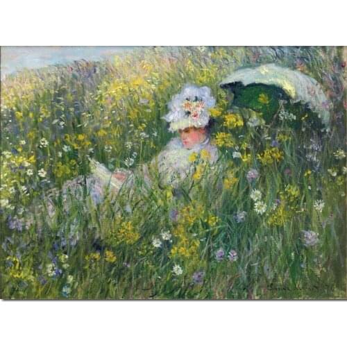 Gift custom Landscape Painting n the Meadow by Claude Monet High Quality Hand painted