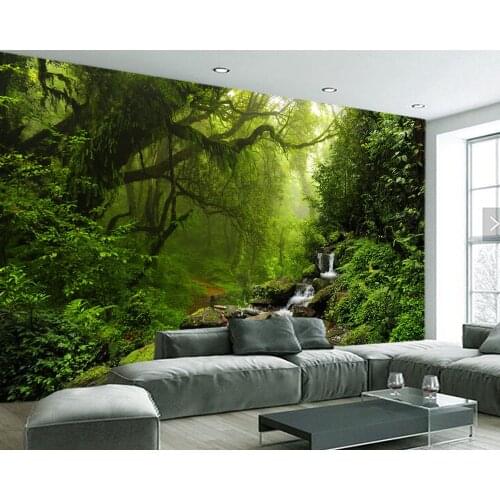 Papel de parede tropical forest waterfall natural landscape 3d wallpaper,living room bedroom wall papers home decor mural
