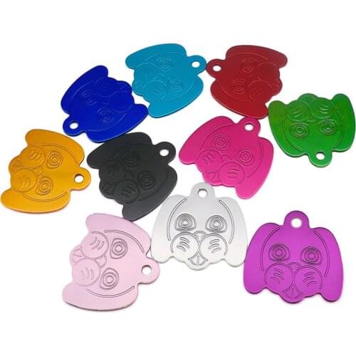 Wholesale 20Pcs Pet ID Tag Cat Dog Collar Accessories Fashion Personalized Dog Head Shape Customized Telephone Adress Name Tags