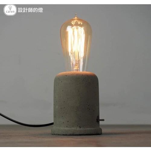 Simple American Loft Vintage Industrial Concrete Table Light Edison Desk Lamp Bedroom Reading Beside