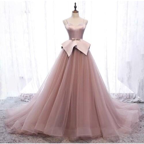 Pink A-line Evening Dresses 2020 Sweetheart Ruffles Lace Up Tulle Evening Gown robe soiree vestidos LE40793