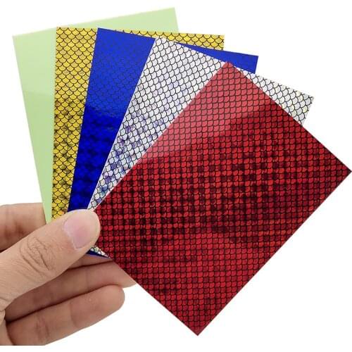 Fishing Lure Stickers 5pcs/set 10X7.3cm Fish Scale Laser Holographic Luminous Sticker Fishing Lure DIY Material Accessories