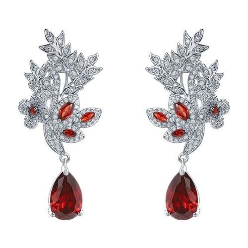 New Trendy Elegant Cubic Zirconia Romantic tree of Life CZ Stones Drop Earrings For Women Luxury Bridal Wedding Flower Earrings