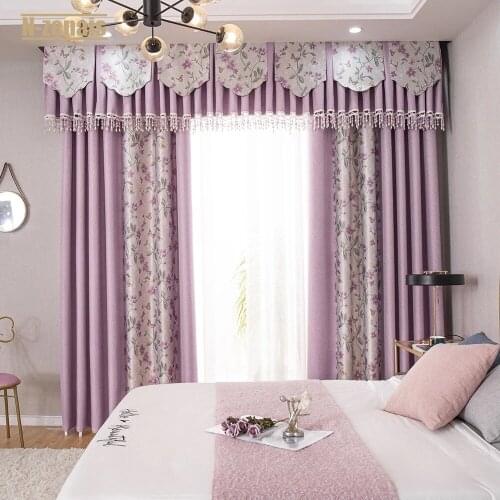 Modern Minimalist Printed Shading Cotton and Linen Curtains for Bedroom and Living Room Left and Right Biparting Open
