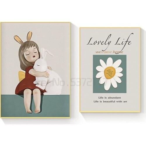 Nordic modern restaurant decoration painting dining room mural warm childrens room bedroom bedside hanging painting