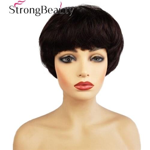 StrongBeauty Short Straight Synthetic Wigs Heat Resistant Capless Hair Women Wig 4 Colors