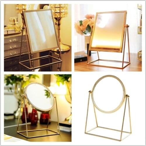 360 Rotation Metal Makeup Mirror Single Sided Vintage Vanity Mirror Golden