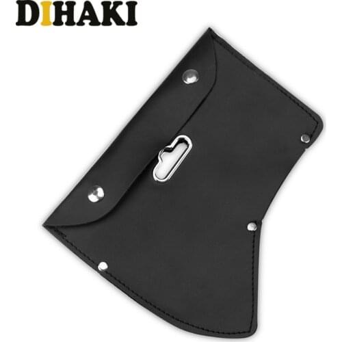 High quality Snap closure Axe Cover Blade Protection Leather Tool Bag Black Hanging Waistband Hand Tool Parts Bag With hook hole