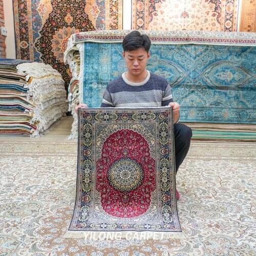 Yilong 2'x3' High quality qum silk tapestry handknotted double knots best oriental rug (TJ193H)