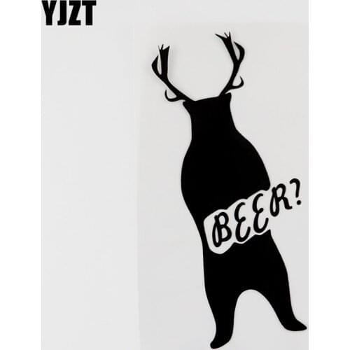YJZT 6.8CMX15.1CM Animal Beer Bear Hunting Vinyl Car Sticker Decal Black/Silver 8C-0069