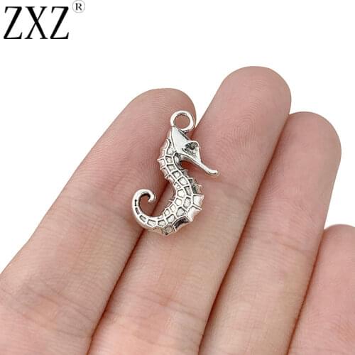 ZXZ 20pcs Tibetan Silver 3D Sea Horse Charms Pendants Beads 2 Sided for Necklace Bracelet Jewelry Making Accessories 22x11mm