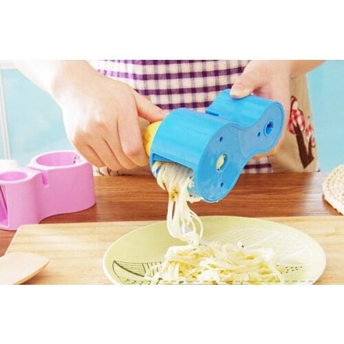 1PC 2 in 1 Vegetable Grater With Knife Sharpener Spiral Carrot Slicer Stainless Steel +Plastic Twister Vegetable Cutter KX 005