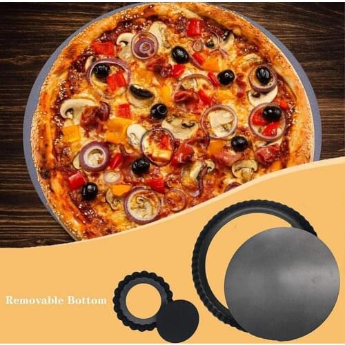 Baking Tray 4 Inch Round Non-Stick Quiche Flan Pan Mold Pie Pizza Cake Removable Loose Bottom Fluted Heavy Duty Pie Bakeware 1pc