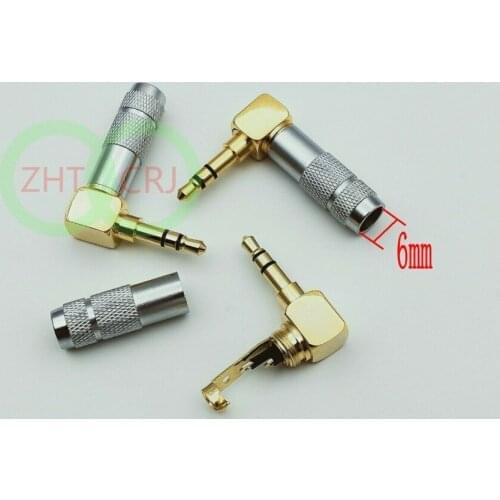 100pcs Gold plated Stereo Male Plug 3.5mm Angled Audio adapter soldering New