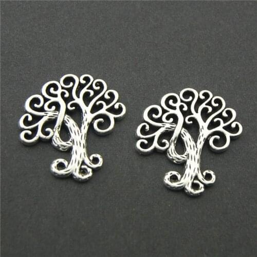 15pcs Silver Color Zinc Alloy Metal Big Tree Charms Pendants For Craft Making A2239