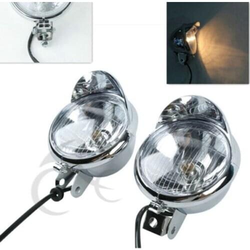 Motorcycle 2Pcs Chrome Passing Fog Headlight Headlamp For Harley Road King Custom Classic