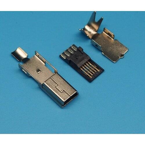 200set 3 in 1 mini usb male jack Mini USB 5P 5-pin male plug Jack Connector Ultra-thin soldering type DIY