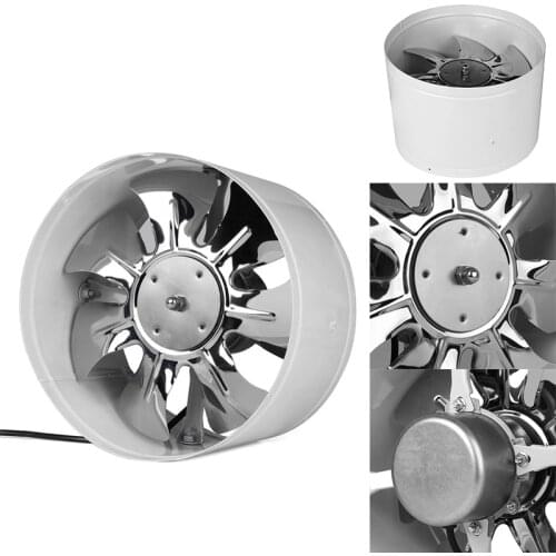 220V Inline Duct Fan Booster Exhaust Blower Air Cooling Vent White