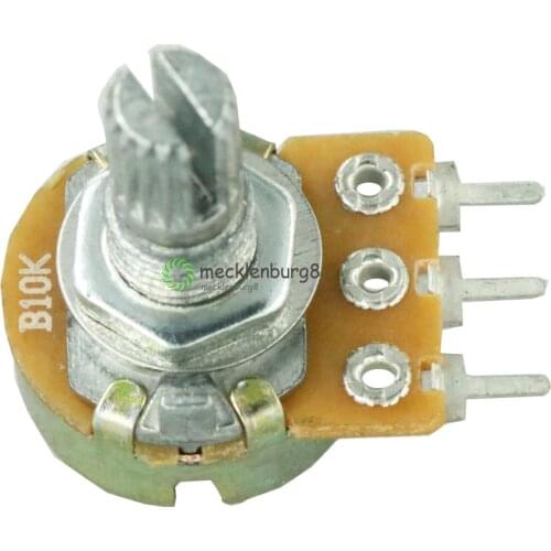 5 pieces. B10K 10K potentiometer, 6pins, Split shaft rotating, linear stereo double bearing with tapered potentiometers