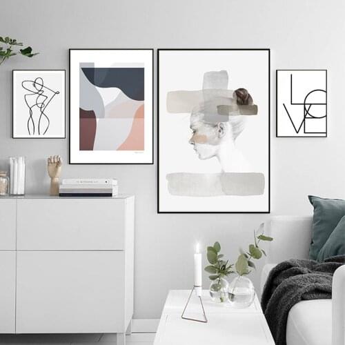 Abstract Line Geometry Posters Nordic Woman Wall Art Pictures Minimalist Prints Modern Living Room Home Decor Canvas Painting