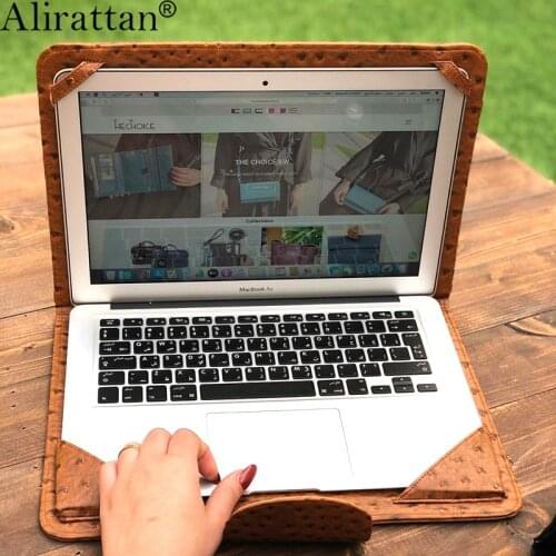 Alirattan New Trendy Laptop Sleeve Case Notebook Case Cover Pouch For 13.3 inch Macbook Ostrich Crocodile Pattern Laptop Holder