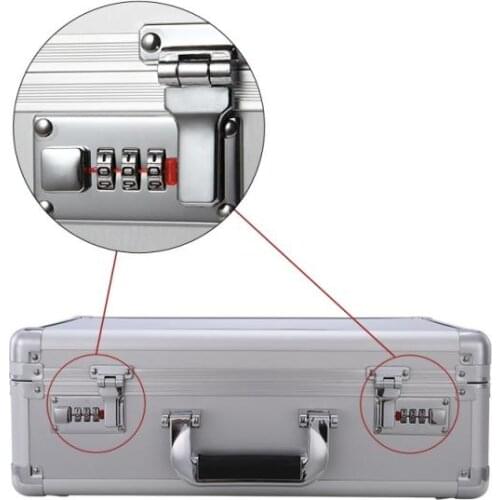 Silver Double Locks Hard Aluminium Salon Hair Stylists Tools Carry Case Box