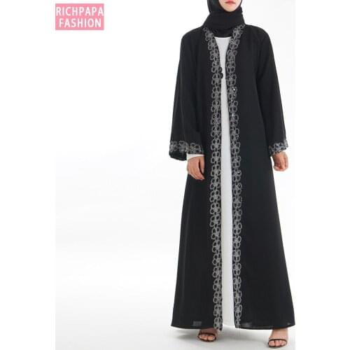 Black Ramadan Dubai Abaya Turkey Kimono Cardigan Muslim Hijab Dress Islam Clothing Abayas For Women Caftan Kaftan Robe Musulman