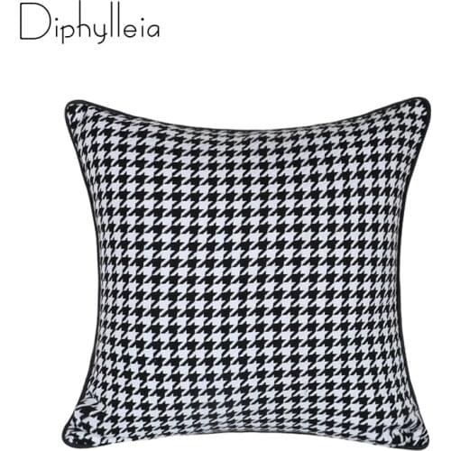 Diphylleia Houndstooth Cushion Cover Modern Black White Woven Dogtooth Jacquard Home Throw Pillow Case 45x45cm Free Shipping