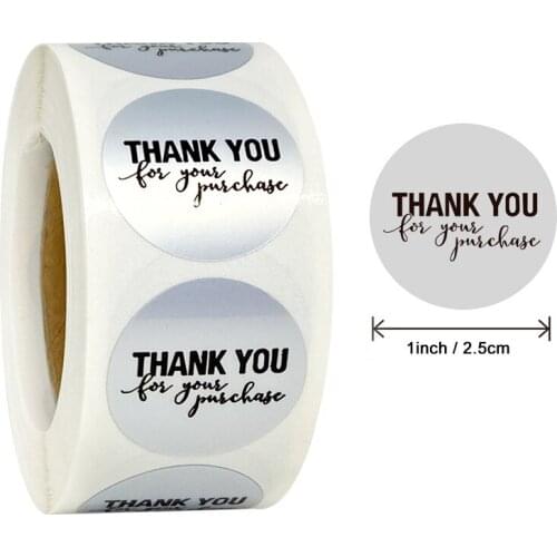 Seal Labels Stickers Scrapbooking for Package Stationery Sticker Labels Stickers 500 Pcs/roll Round Silver Thank You Stickers