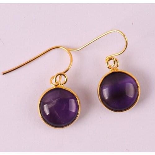 Purple Crystal Stone Dangle Earrings Jewelry For Woman Gift T164