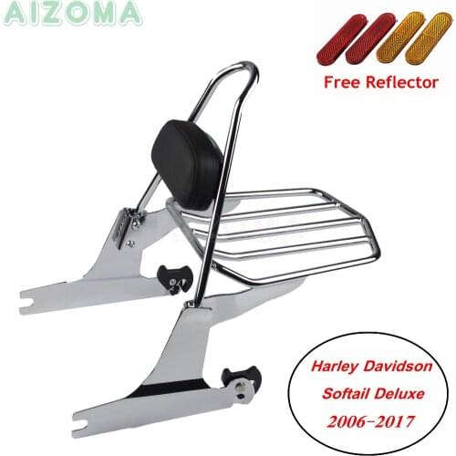 Motorcycle Backrest Sissy Bar Chrome Luggage Rack for Harley Softail Fat Boy FLSTF Standard FXST Night Train Springer FLST 06-Up