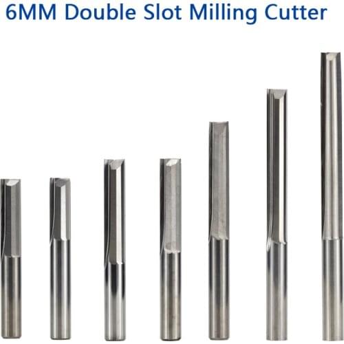 6mm Shank 2 Flute Alloy Carbide Tungsten Steel Milling Cutter End Mill 17mm-52mm For Metal Cutter Woodworking Cnc Tools