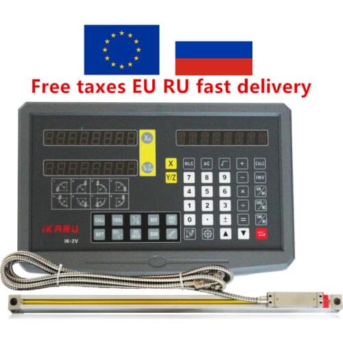 IRKARU DRO 2 axis kits digital readout display IK-2V with FTN5 2 pcs 5u linear scales/encoder/sensor 2" to 40"