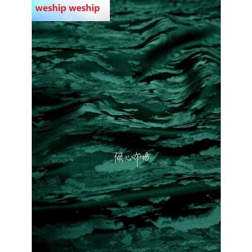 Chinese Classics Brocade jacquard blackish green Satin silk fabric Satin de soie Satén шелк hanfu cloth DIY patchworkbag