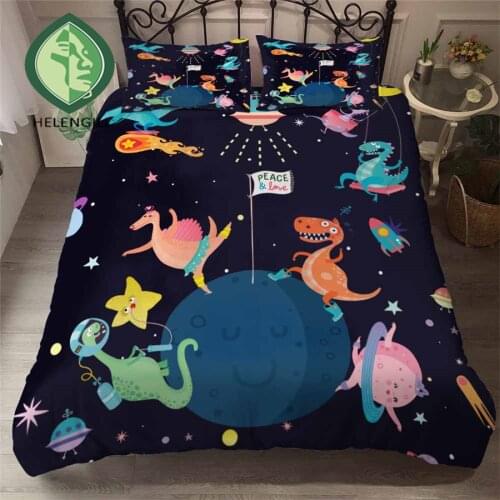 HELENGILI 3D Bedding Set Jurassic Park Dinosaur Print Duvet cover set bedclothes with pillowcase bed set home Textiles #YC-13