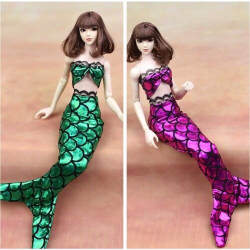 Handmade Dolls Party Dresses For Barbie Doll Gown Skirt Fashion Clothes For Barbie Dollhouse Genuine Mermaid Tail Dress Baby Toy