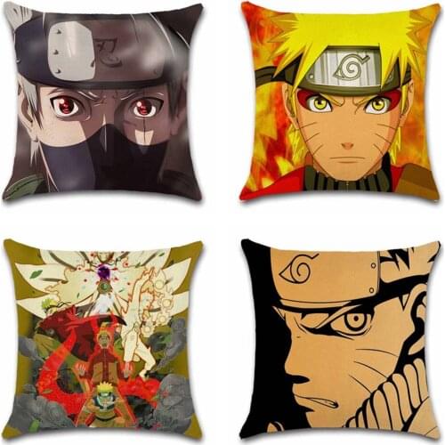 Cartoon Anime Ninja print beige linen decoration home house Party cushion cover Pillow case Chair sofa kids friend gift present