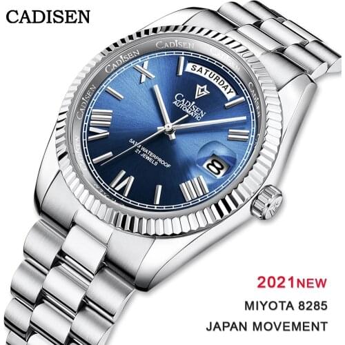 Automatic Mechanical Watch Men CADISEN 2021 Top Luxury Brand Mens Watches Fashion Stainless Steel Strap Waterproof Wristwatches
