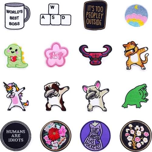 Unicorn/Flowers Animal Embroidery Sew On Patches Sewn Applique Sew Badge Craft Embroidered DIY For Clothes Trousers Accessiories