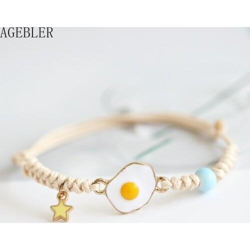 New Handmade Lovely Cute Charm Bracelets for Girl Gift Star Egg Pendant Jewelry for Women Ceramic Jewellery Adjustable