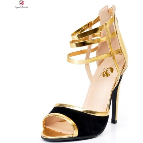 Original Intention Elegant Women Sandals Fashion Mixed Colors Open Toe Thin Heels Sandals Popular Shoes Woman Plus US Size 4-15