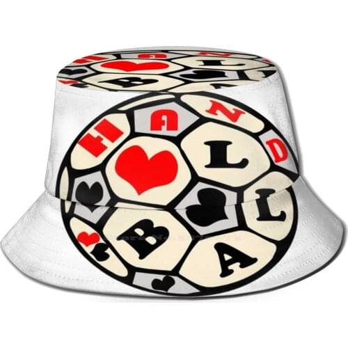 Handball Print Bucket Hats Sun Cap Handball Texture Red Black Heart Handball Words Ball Graphical Handball Boy Men Teenagers