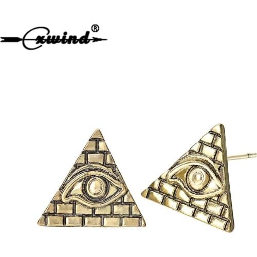 Cxwind Trendy Design Triangle Stud Earrings For Women Costume Jewelry Brincos Eye Earrings Retro Statement Earring Bijoux