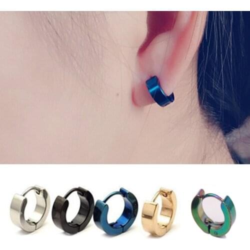 Fashion 1 Pair Unique Stainless Steel Hoop Ear Piercing Earrings Studs Cool Jewelry for Women Men EA
