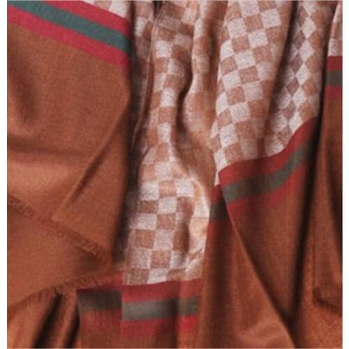 New arrival pure goat cashmere women fashion plaid scarfs shawl pashmina 80x200cm small tassel coffee color