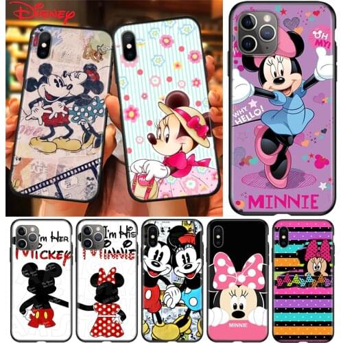 Silicone Black Cover Cute Minnie Mouse Girls For Apple IPhone 12 Mini 11 Pro XS MAX XR X 8 7 6S 6 Plus 5S SE Phone Case