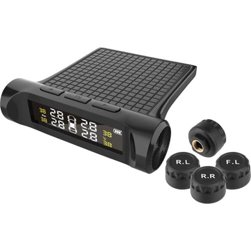 TPMS Car Tire Pressure Monitoring System 6 Alarm Modes Tire Position Exchange with 4 External Tmps Sensor 0-50 psi